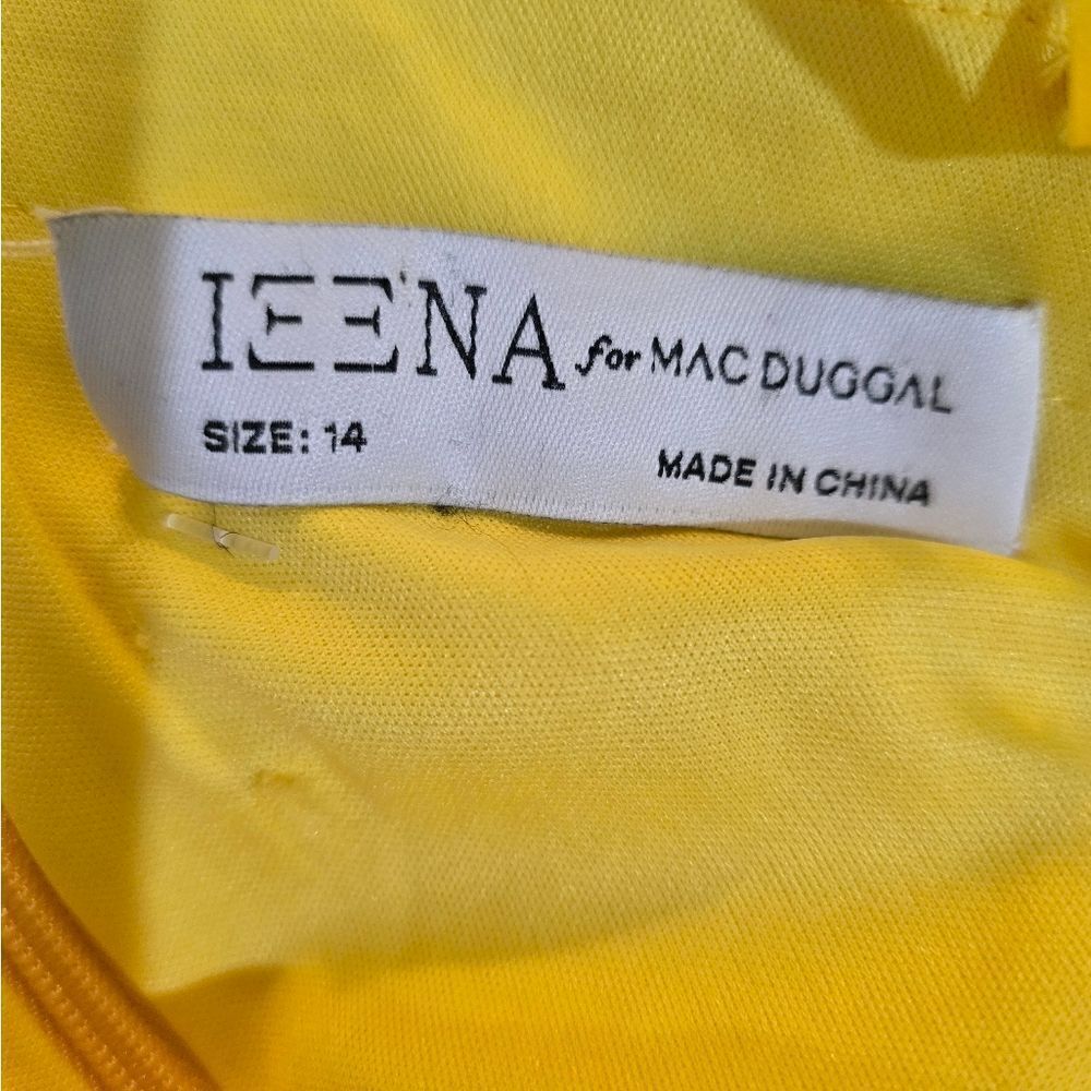 Mac Duggal 26712 One Shoulder Bishop Sleeve Trumpet Gown NWOT size 14 Yellow - Picture 6 of 7